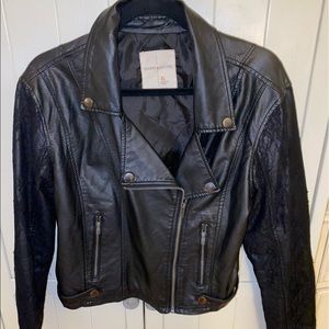 Black faux leather and lace jacket from Pacsun